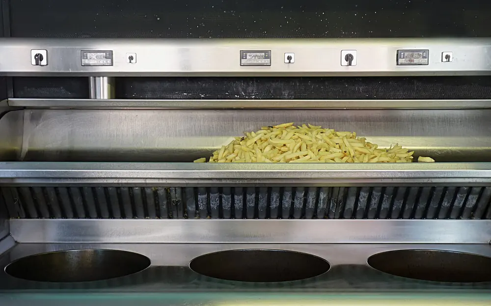 Frying chips in the fryer