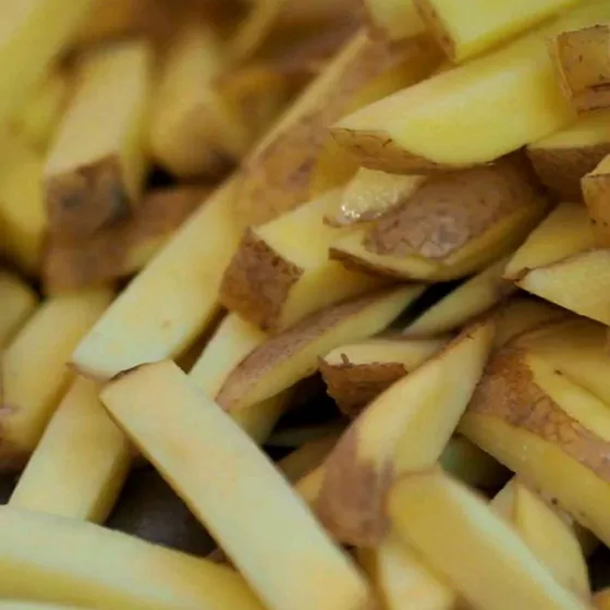 Freshly cut chips with skin