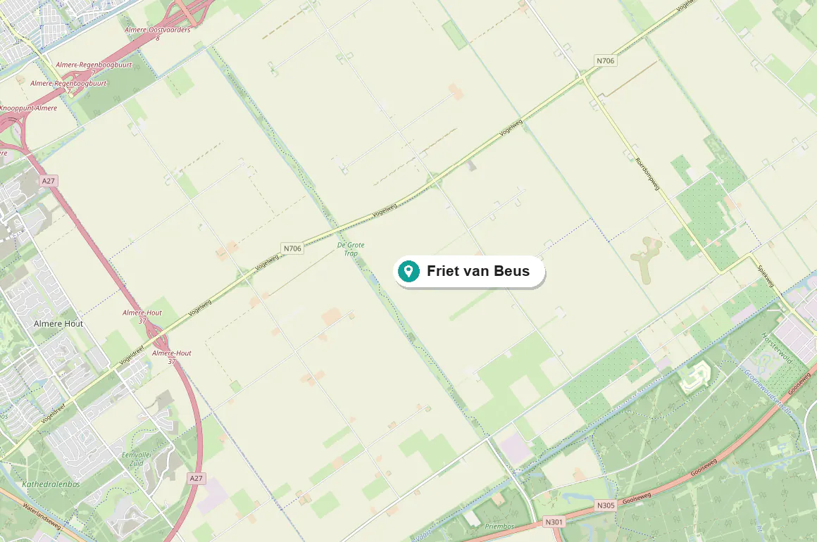 Map of the farm on the Duikerweg in Zeewolde